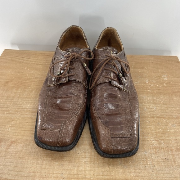 DAVID EDEN OSTRICH LEG DRESS SHOES MEN SIZE 10 BROWN - Picture 2 of 7